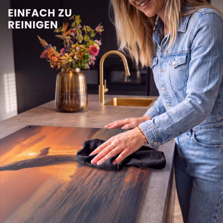 2-in-1 Herdabdeckplatte & Spritzschutz - Wal - Sonne - Meer - Walvis - Zon - Zee Inductie beschemer met haakjes klein