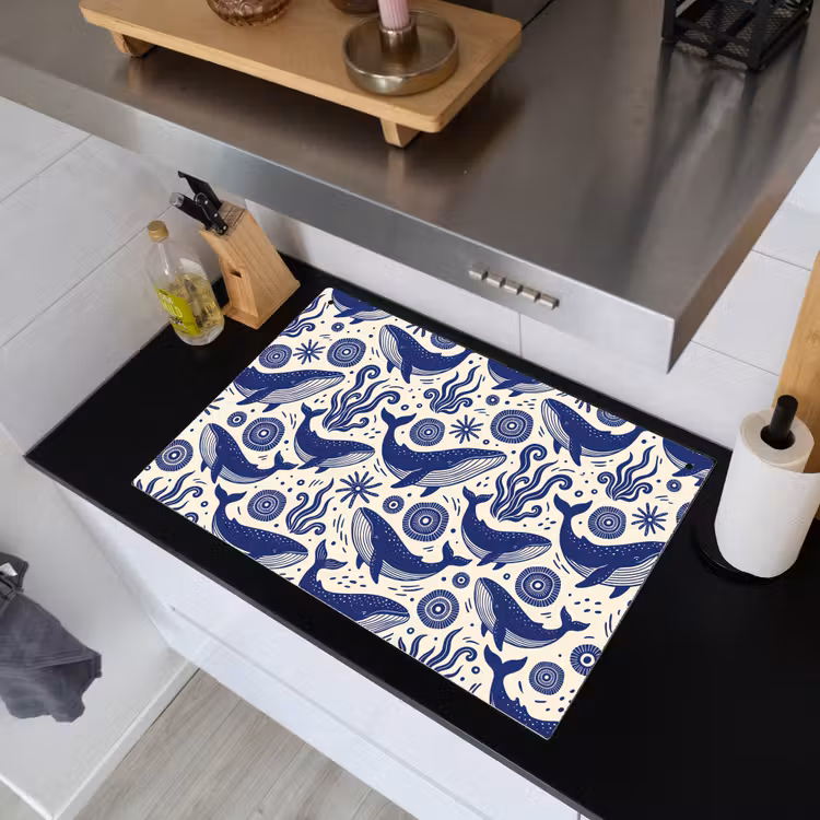Walvis - Onderwater - Dieren - Abstract - Blauw Inductie beschemer met haakjes klein -sfeer1