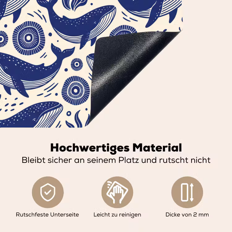 Walvis - Onderwater - Dieren - Abstract - Blauw Inductie beschemer met haakjes klein -ky-onderkant-de