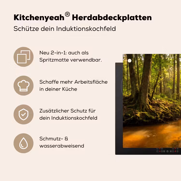 Bos - Beek - Zonlicht - Natuur - Groen Inductie beschemer met haakjes klein -ky-usp-de