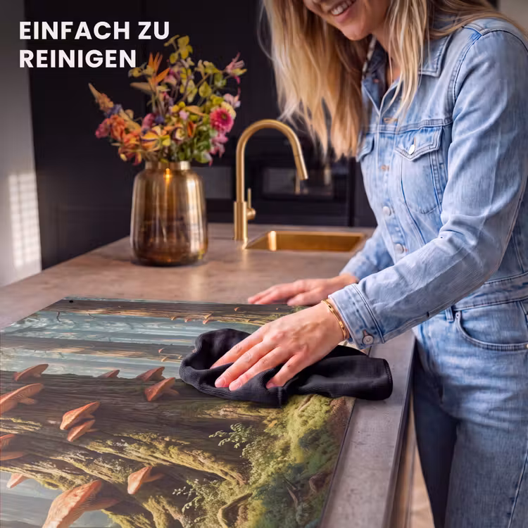 2-in-1 Herdabdeckplatte & Spritzschutz - Wald – Bäume – Natur - Bos - Bomen - Natuur Inductie beschemer met haakjes klein