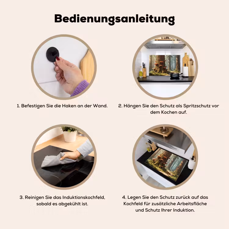 2-in-1 Herdabdeckplatte & Spritzschutz - Wald – Bäume – Natur - Bos - Bomen - Natuur Inductie beschemer met haakjes klein