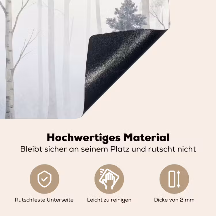 Bos - Bomen - Mist - Natuur - Illustratie - Grijs Inductie beschemer met haakjes klein -ky-onderkant-de