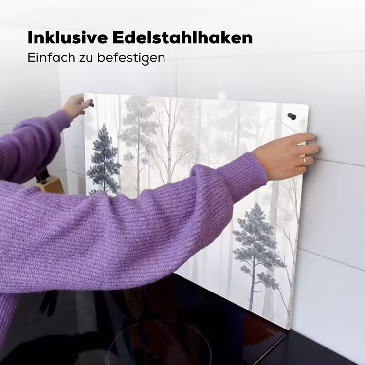 Bos - Bomen - Mist - Natuur - Illustratie - Grijs Inductie beschemer met haakjes klein -ky-ophangen-de