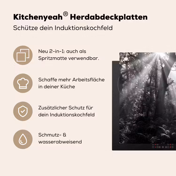 Bos - Lichtstralen - Natuur - Zwart-wit Inductie beschemer met haakjes klein -ky-usp-de