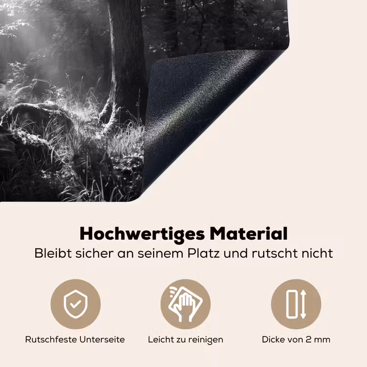 Bos - Lichtstralen - Natuur - Zwart-wit Inductie beschemer met haakjes klein -ky-onderkant-de