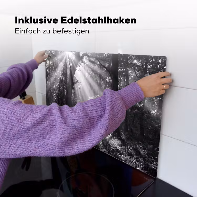 Bos - Lichtstralen - Natuur - Zwart-wit Inductie beschemer met haakjes klein -ky-ophangen-de