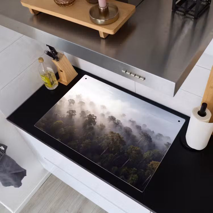 Bos - Mist - Natuur - Groen Inductie beschemer met haakjes klein -sfeer1