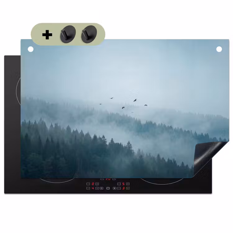 Bos - Mist - Vogels - Natuur - Groen Inductie beschemer met haakjes klein -3d