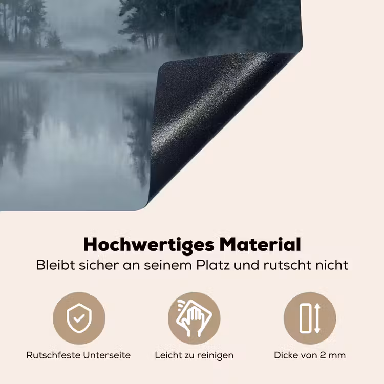 Bos - Meer - Mist - Natuur - Grijs Inductie beschemer met haakjes klein -ky-onderkant-de