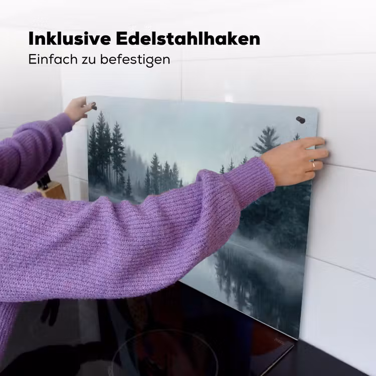 Bos - Meer - Mist - Natuur - Grijs Inductie beschemer met haakjes klein -ky-ophangen-de