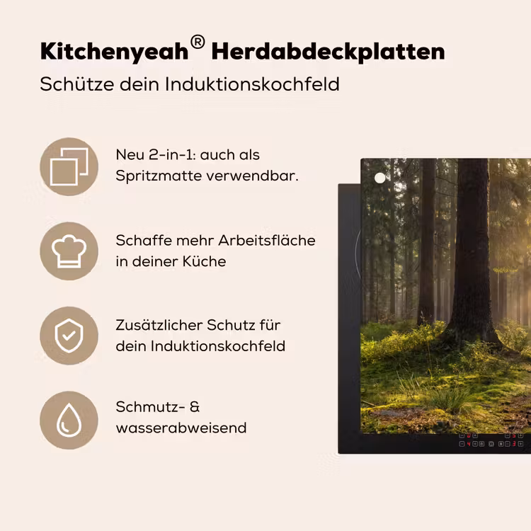 Bos - Zonlicht - Gras Inductie beschemer met haakjes klein -ky-usp-de