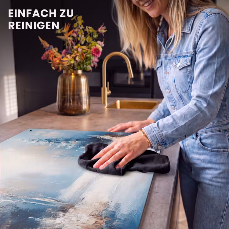 2-in-1 Herdabdeckplatte & Spritzschutz - Wald – Winter – Natur – Abstrakt – Schnee — 5