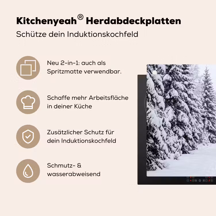 Bos - Winter - Sneeuw - Pad - Natuur Inductie beschemer met haakjes klein -ky-usp-de