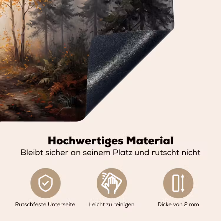 Bospad - Herfstbladeren - Natuur - Schilderachtig - Oranje Inductie beschemer met haakjes klein -ky-onderkant-de