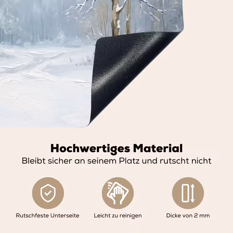 Bospad - Dennen - Sneeuw - Winter - Rustgevend Inductie beschemer met haakjes klein -ky-onderkant-de