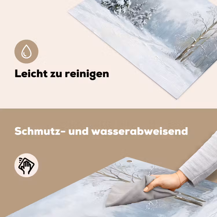 Bospad - Dennen - Sneeuw - Winter - Rustgevend Inductie beschemer met haakjes klein -ky-schoon-de