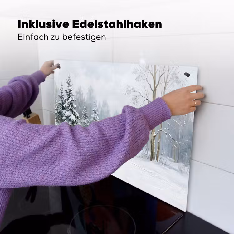 Bospad - Dennen - Sneeuw - Winter - Rustgevend Inductie beschemer met haakjes klein -ky-ophangen-de