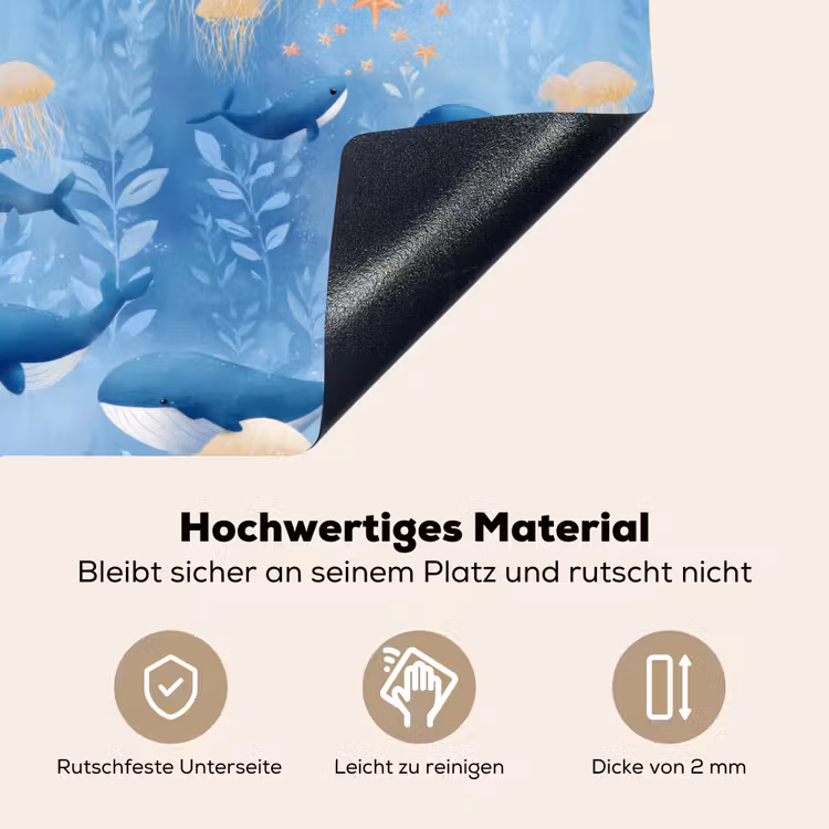 Walvissen - Oceaan - Blauw Inductie beschemer met haakjes klein 777 -ky-onderkant-de