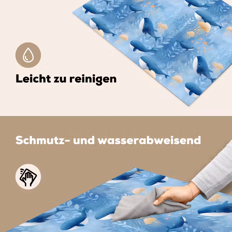 Walvissen - Oceaan - Blauw Inductie beschemer met haakjes klein 777 -ky-schoon-de