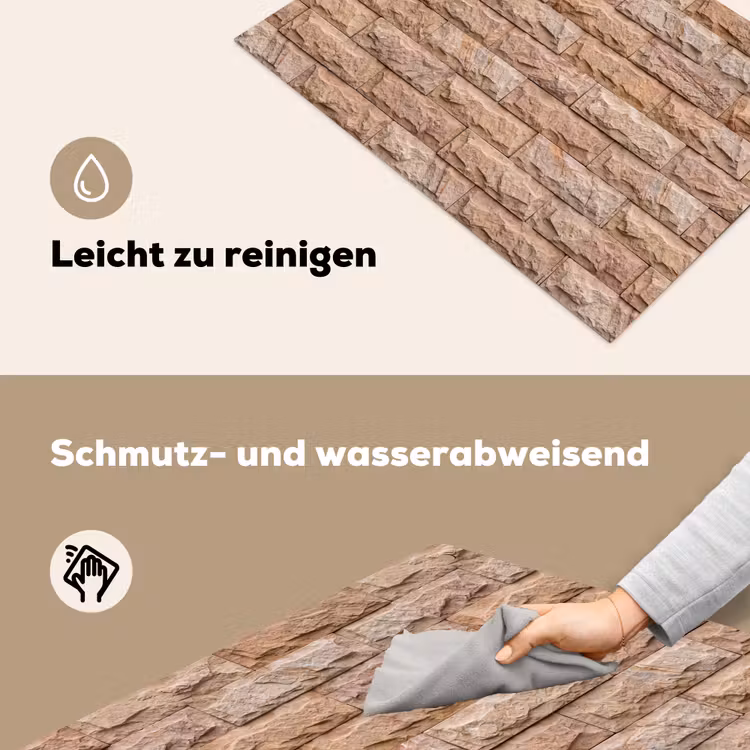 Muur - Steen - Ruw - Textuur - Beige Inductie beschemer met haakjes klein -ky-schoon-de