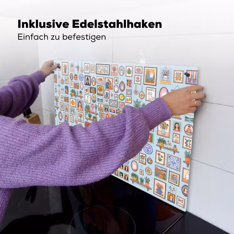 Wanddecoratie - Collectie - Huis - Illustratief - Kleurrijk Inductie beschemer met haakjes klein -ky-ophangen-de