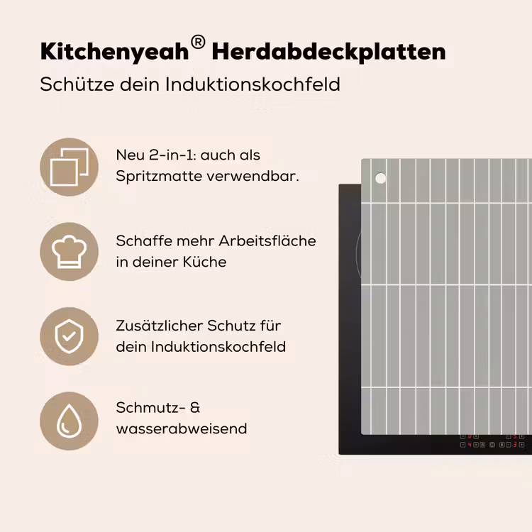Wandtegel - Verticaal - Lichtgrijs Inductie beschemer met haakjes klein 777 -ky-usp-de