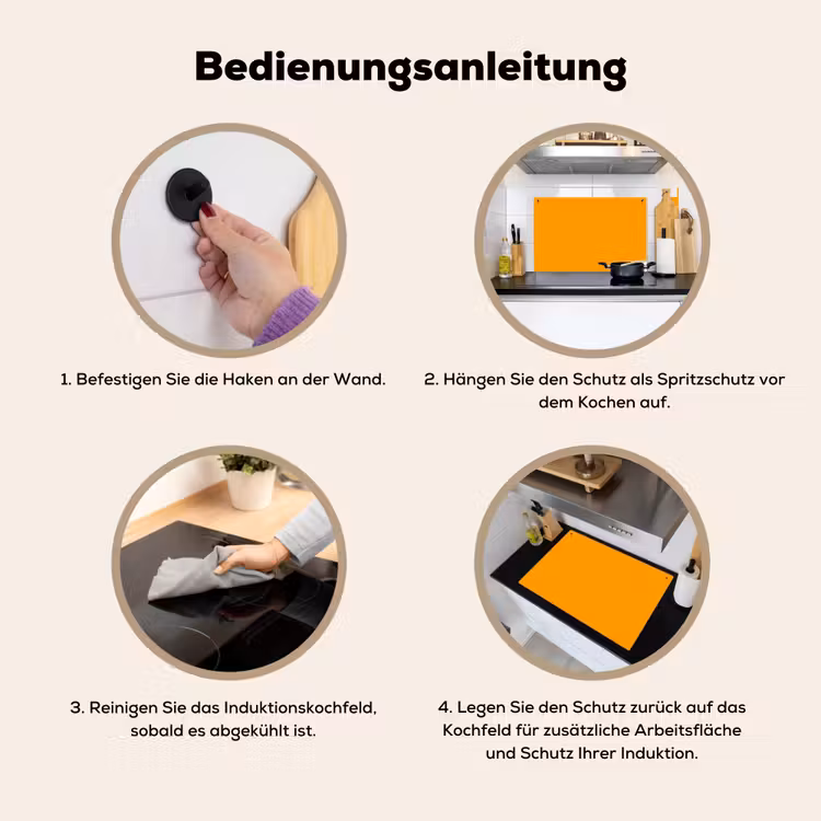Warm - Ochre - Oranje Inductie beschemer met haakjes klein 777 -ky-gebruik-de