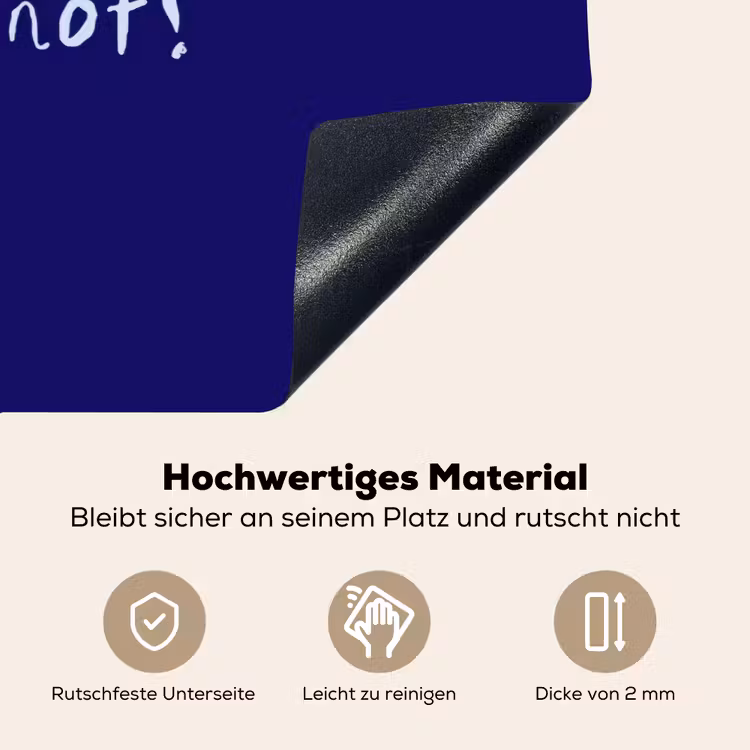Why not - Blauw - Handgeschreven Inductie beschemer met haakjes klein -ky-onderkant-de