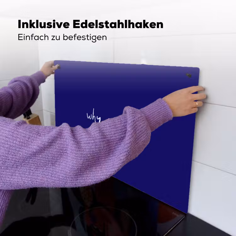 Why not - Blauw - Handgeschreven Inductie beschemer met haakjes klein -ky-ophangen-de