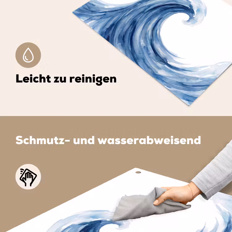 Water - Beweging - Natuur - Modern - Blauw Inductie beschemer met haakjes klein -ky-schoon-de