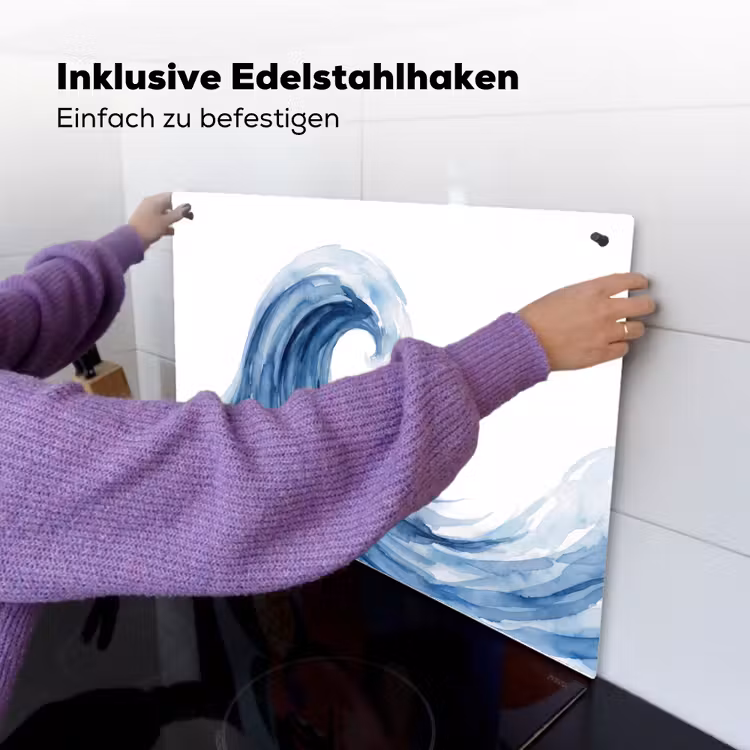Water - Beweging - Natuur - Modern - Blauw Inductie beschemer met haakjes klein -ky-ophangen-de