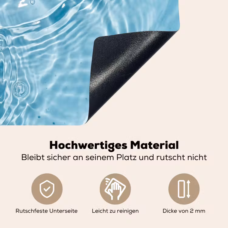 Water - Blauw - bubbels Inductie beschemer met haakjes klein -ky-onderkant-de