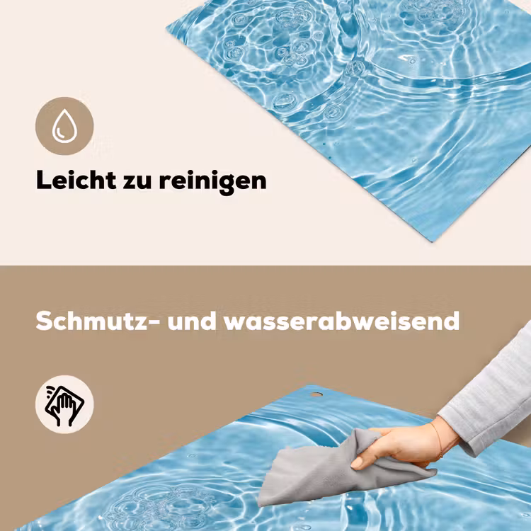 Water - Blauw - bubbels Inductie beschemer met haakjes klein -ky-schoon-de