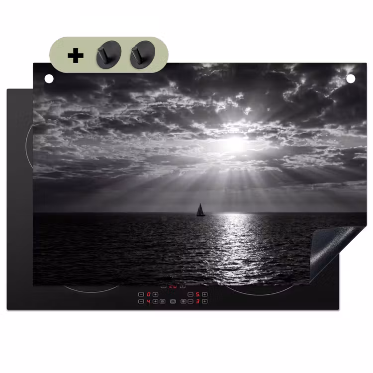 Water - Boot - Lucht - Natuur - Zwart-wit Inductie beschemer met haakjes klein -3d