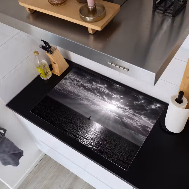 Water - Boot - Lucht - Natuur - Zwart-wit Inductie beschemer met haakjes klein -sfeer1