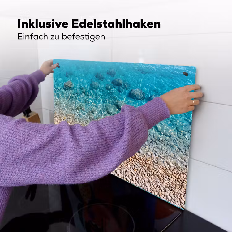 Water - Kiezels - Natuur - Levendig - Turkoois Inductie beschemer met haakjes klein -ky-ophangen-de