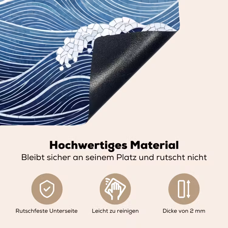 Water - Mozaïek - Landschap - Modern - Blauw Inductie beschemer met haakjes klein -ky-onderkant-de