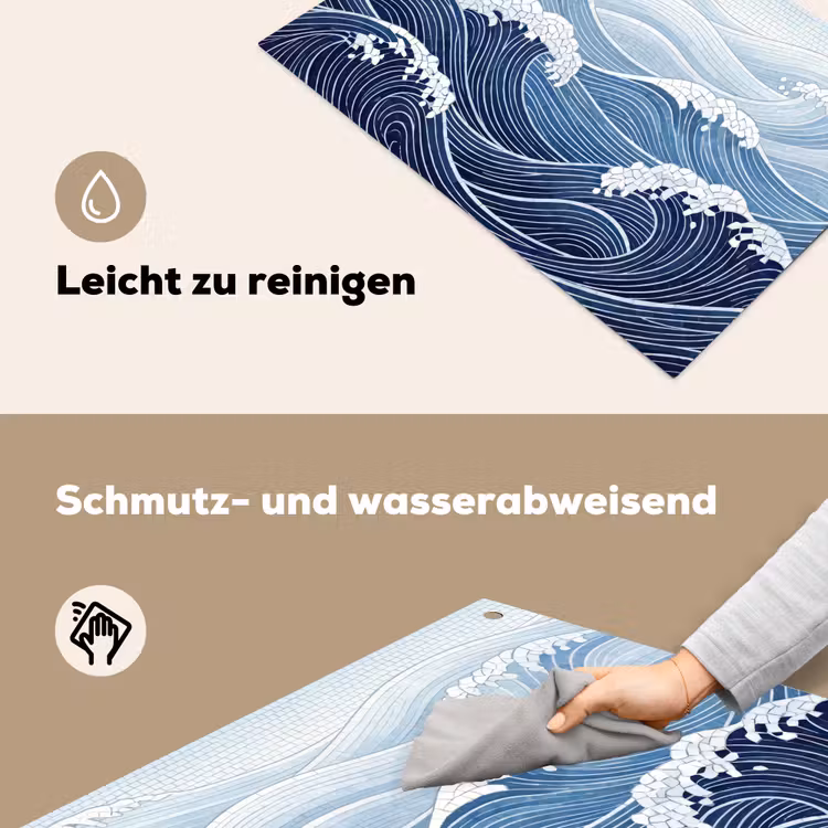 Water - Mozaïek - Landschap - Modern - Blauw Inductie beschemer met haakjes klein -ky-schoon-de