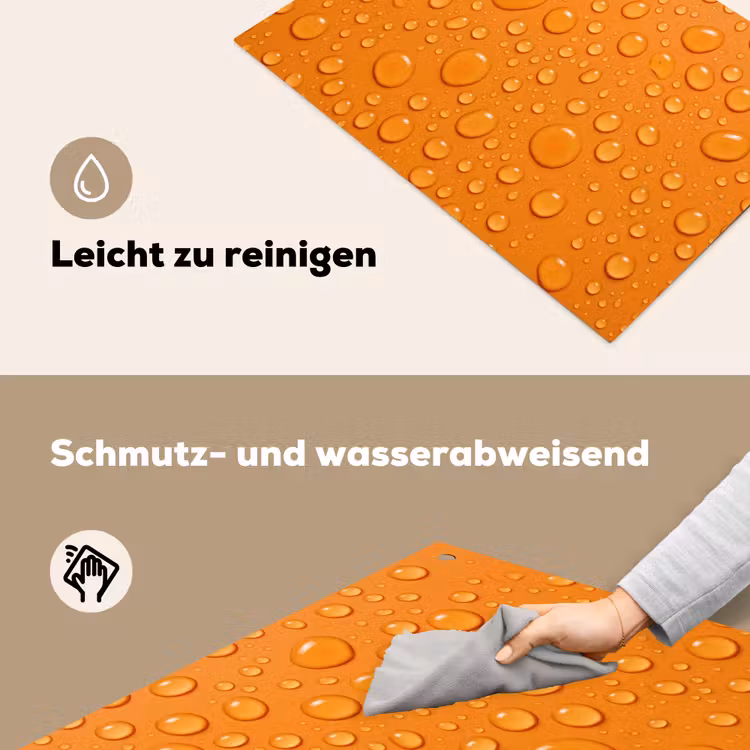 Water - Druppels - Oranje Inductie beschemer met haakjes klein -ky-schoon-de