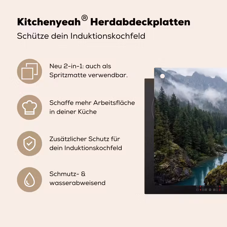 Waterval - Bomen - Bergen Inductie beschemer met haakjes klein -ky-usp-de