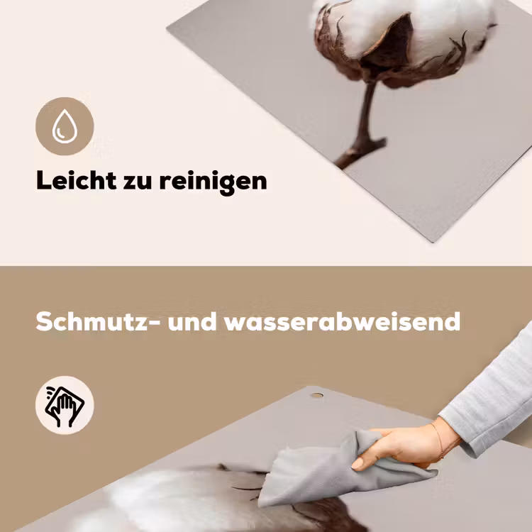 Katoenbol - Minimalistisch - Wit Inductie beschemer met haakjes klein -ky-schoon-de