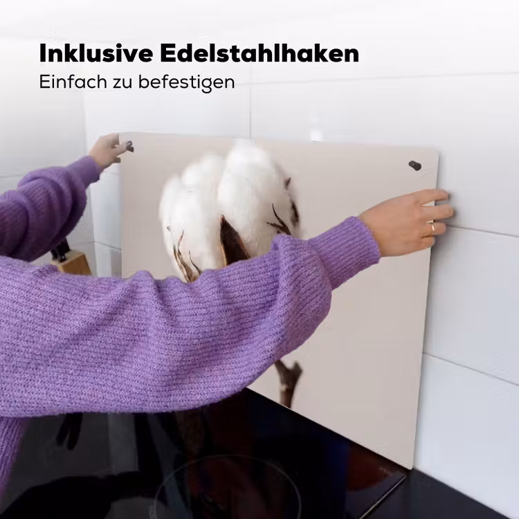 Katoenbol - Minimalistisch - Wit Inductie beschemer met haakjes klein -ky-ophangen-de