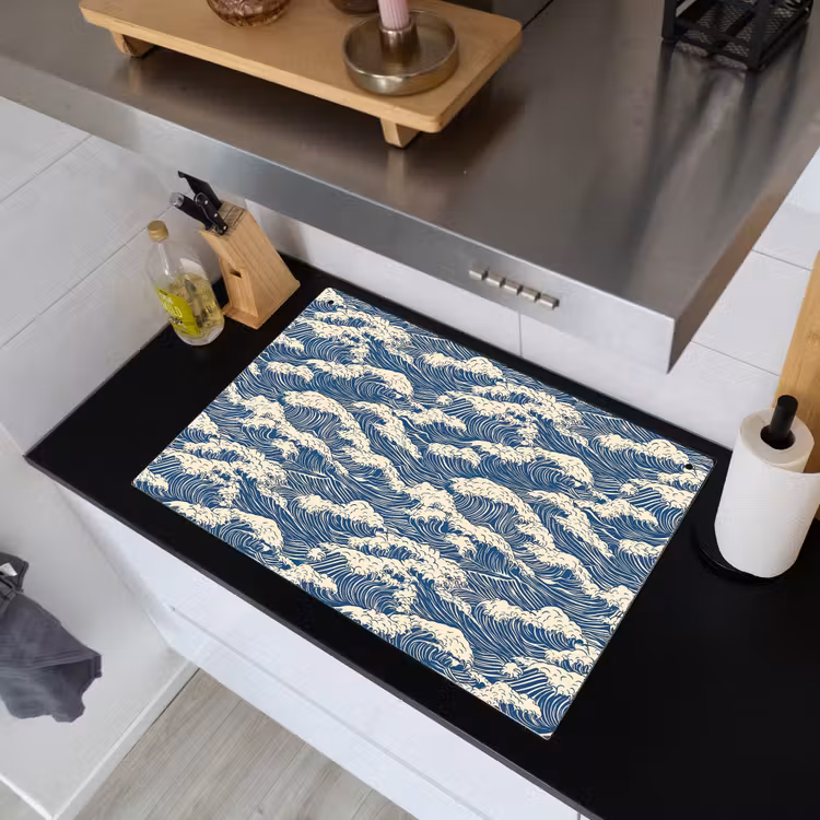 Golven - Klassiek - Blauw Inductie beschemer met haakjes klein 777 -sfeer1