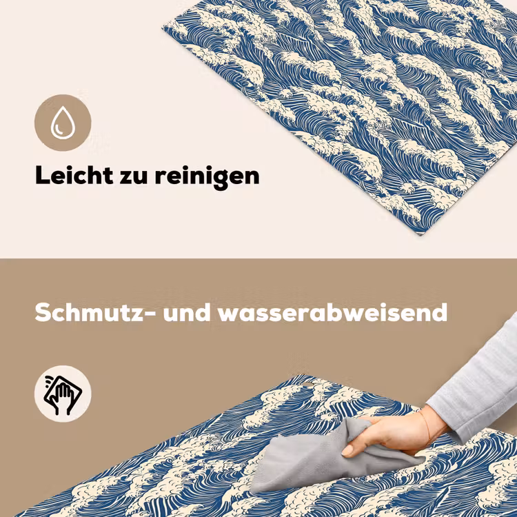 Golven - Klassiek - Blauw Inductie beschemer met haakjes klein 777 -ky-schoon-de