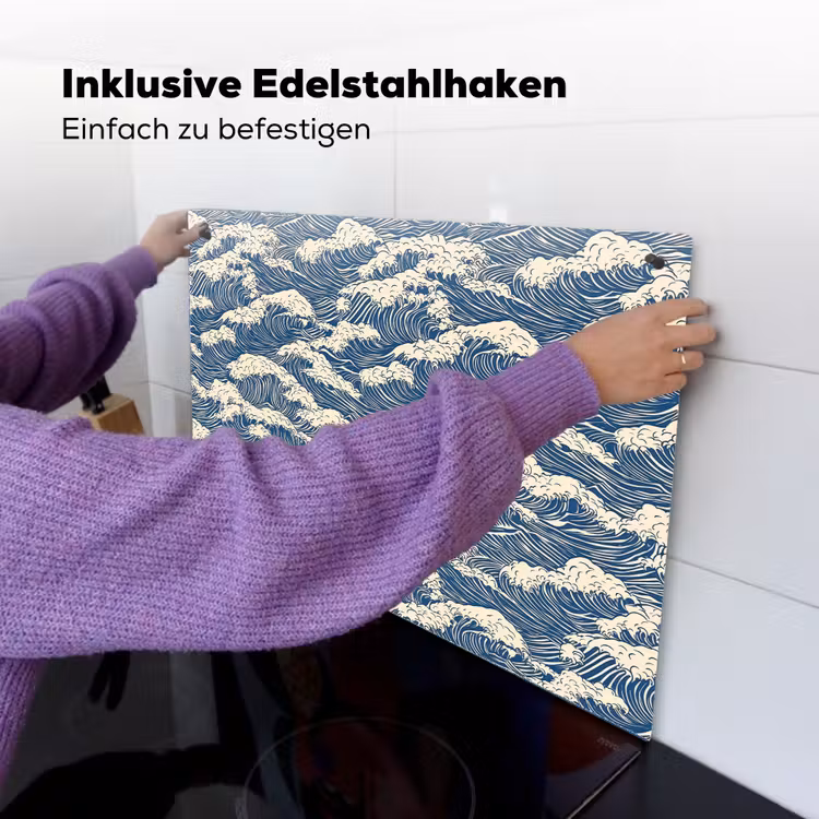 Golven - Klassiek - Blauw Inductie beschemer met haakjes klein 777 -ky-ophangen-de
