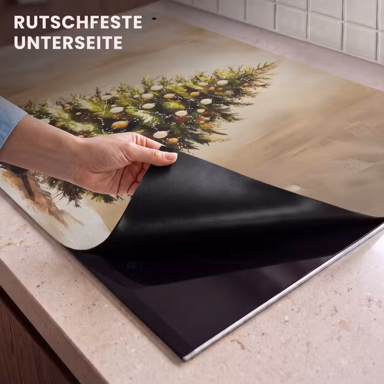 2-in-1 Herdabdeckplatte & Spritzschutz - Weihnachten - Atmosphäre - Grün - Kerst - Sfeer - Groen Inductie beschemer met haakjes klein