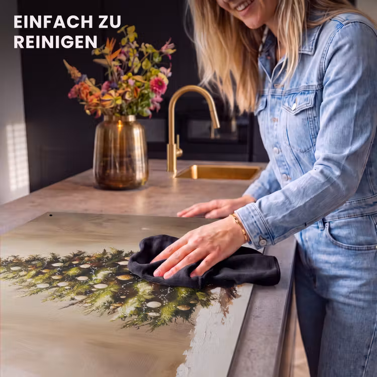 2-in-1 Herdabdeckplatte & Spritzschutz - Weihnachten - Atmosphäre - Grün - Kerst - Sfeer - Groen Inductie beschemer met haakjes klein