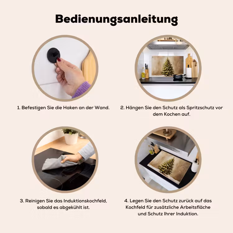 2-in-1 Herdabdeckplatte & Spritzschutz - Weihnachten - Atmosphäre - Grün - Kerst - Sfeer - Groen Inductie beschemer met haakjes klein