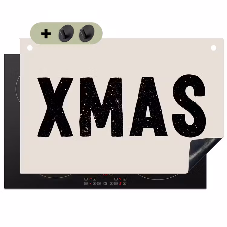 2-in-1 Herdabdeckplatte & Spritzschutz - Weihnachten - Beige - Zitate - Xmas - Feiertage - Kerst - Beige - Quotes - Xmas - Feestdagen Inductie beschemer met haakjes klein